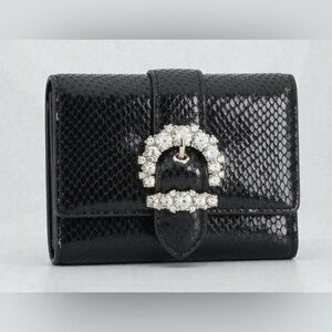 NWT LIZARD EMBOSSED CRYSTAL BUCKLE WALLT